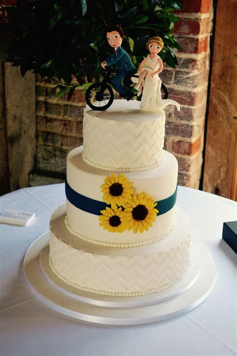 Rosalind miller cakes offers award winning wedding cake designs. 3 Tier Chevron and Sunflower Wedding Cake - Wedding Cakes ...