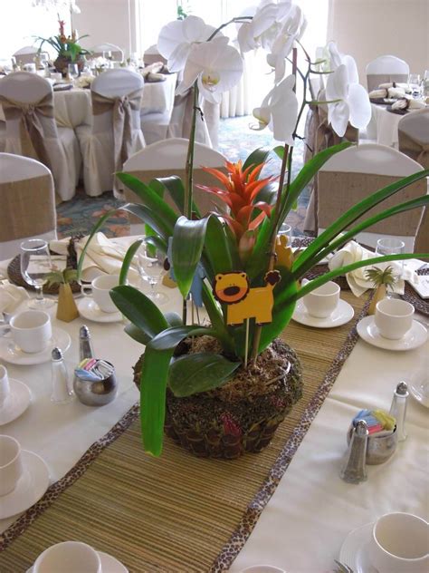About 23% of these are event & party supplies, 2% are wedding decorations & gifts. Safari Baby Shower orchid centerpiece | Safari baby shower ...