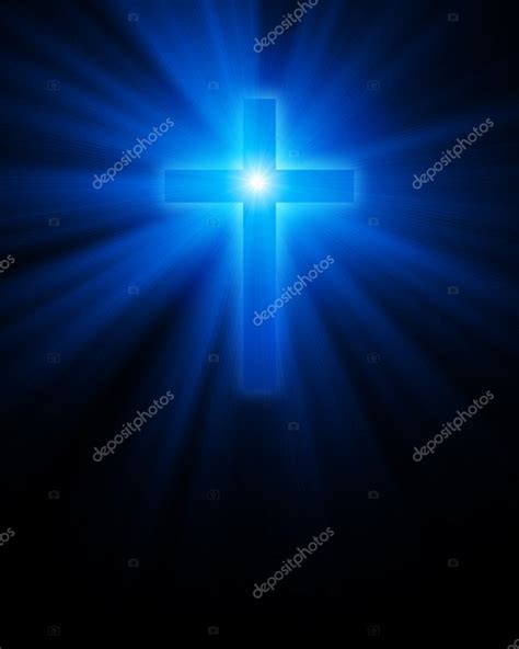 Blue Glowing Christian Cross Stock Photo By ©denisovd 9324559