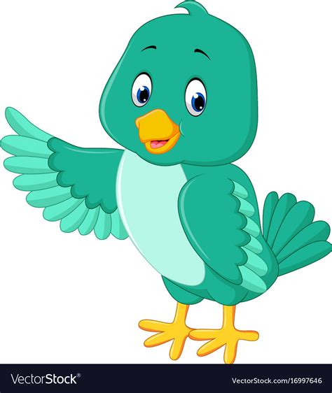 Cute Green Bird Cartoon Royalty Free Vector Image