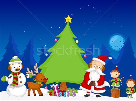 Christmas Scene Vector Illustration © Lenm 566587 Stockfresh