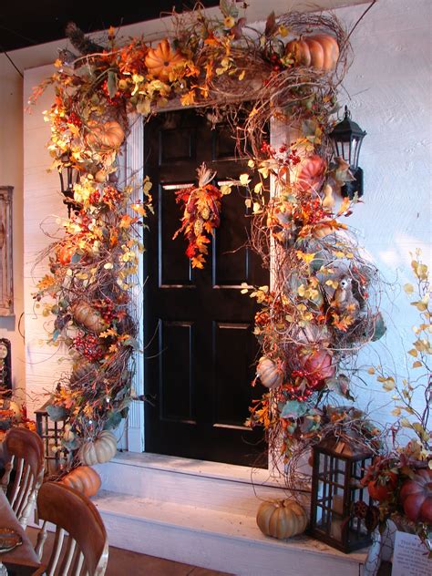 Festive Entry Decor With Honeysuckle And Pumpkins