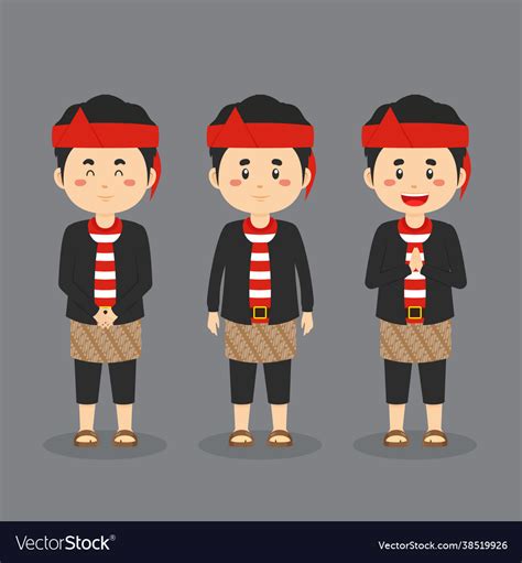 East Java Character With Various Expression Vector Image