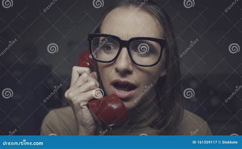 Shocked Woman Talking On The Phone Stock Image Image Of Astonishment
