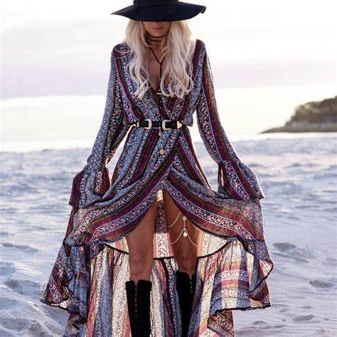 Bohemian Wrap Dress Maxi Long Sleeve Beachside Bunny