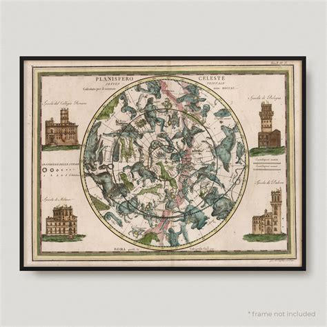 1790 Planisfero Celeste Settentrionale This Antique Map Print Is A High