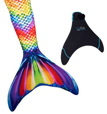 Fin Fun Mermaid Tail Swim Swimming Skin With Monofin Rainbow Reef Size