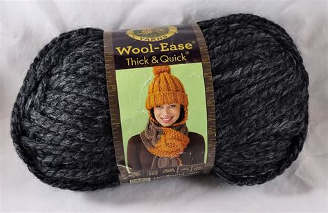 Lion Brand Wool Ease Yarn Charcoal Thick And Quick Knit Crochet Black
