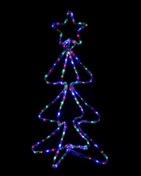 3d Pre Lit Christmas Tree Rope Light Silhouette 80 Cm Multi Colour