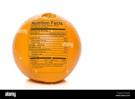 Orange Nutrition Facts Stock Photo Royalty Free Image 82325091 Alamy