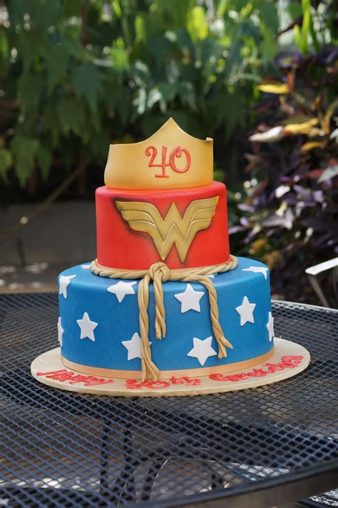 Tiered Wonder Woman Themed Birthday Cake Adult Birthday Cakes