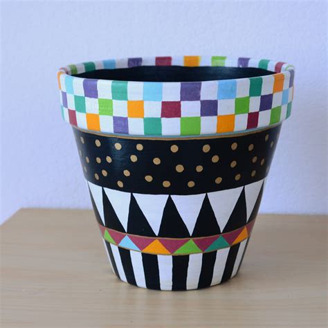 Hand Painted Large Flower Pot 7 Hand Painted Clay Pot For Etsy