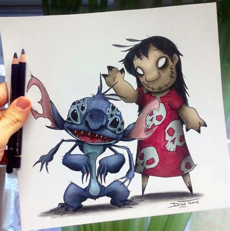 Begin by sketching lilo's face. This Artist Draws Monster-Like Renditions Of Our Favorite ...