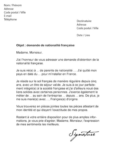 exemple lettre de motivation naturalisation francaise