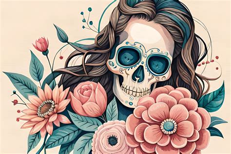 Sugar Skull Flowers Graphic By 1xmerch · Creative Fabrica
