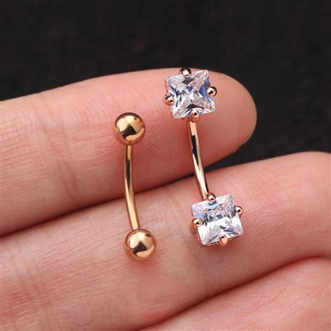 Pcs G Small Size Belly Button Rings Surgical Steel Square Etsy