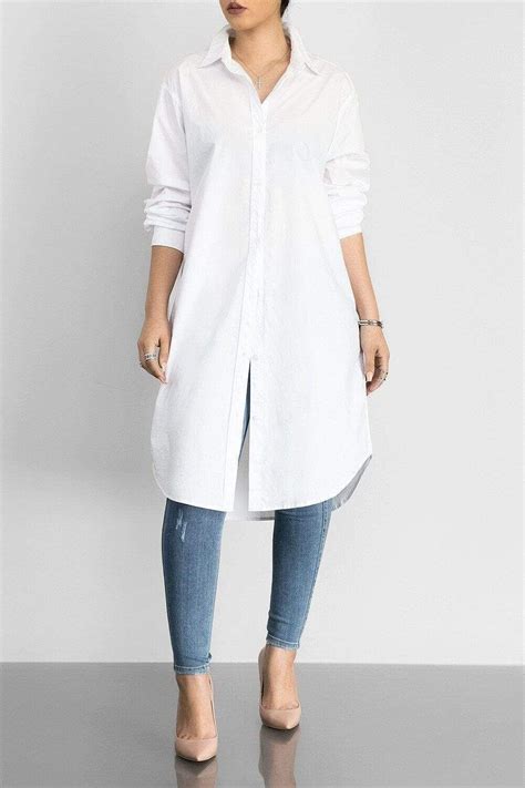 Fashion Classic Solid Color Versatile Shirt White M In 2022 Long