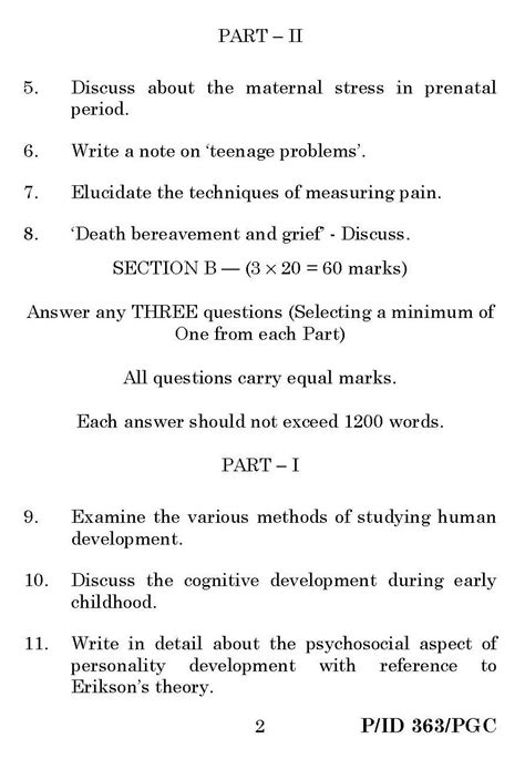 University Of Madras M Sc Psychology 1st Year Question Papers Of Past
