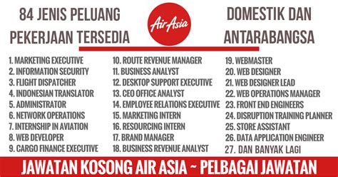 Jom semak senarai perkataan ini. 84 Jenis Peluang Pekerjaan Antarabangsa Di Air Asia / Job ...
