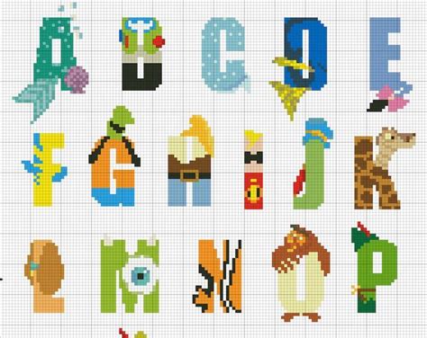 Disney Character Alphabet Counted Cross Stitch Instant Download