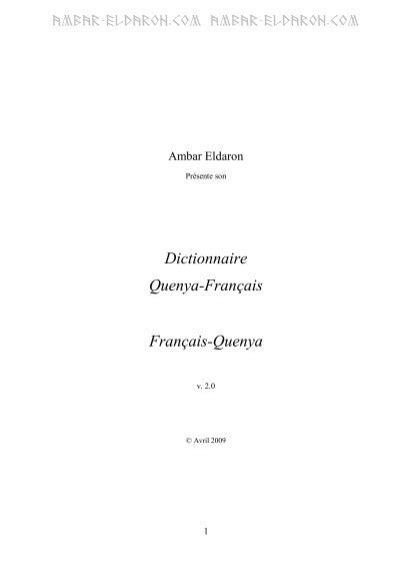 Dictionnaire Quenya Français Français Quenya Ambar Eldaron