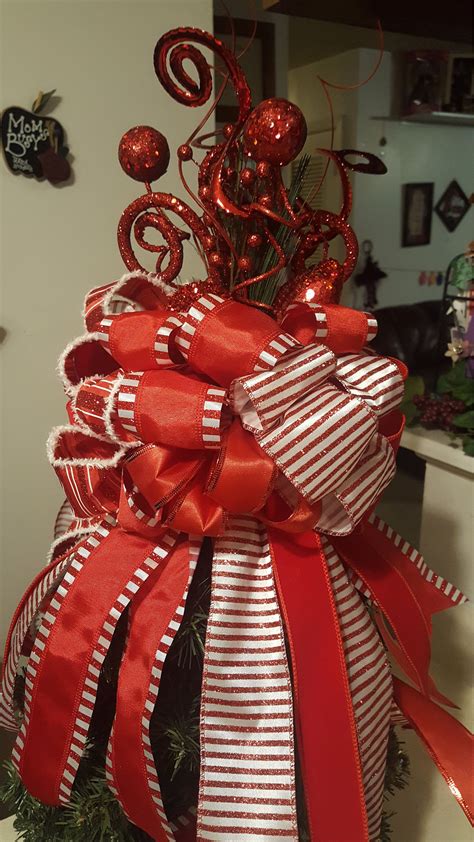 Red Tree Topper 360 View Tree Topper Bow | Etsy | Christmas tree topper bow, Tree topper bow 