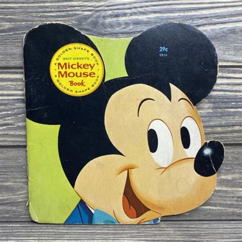 Vintage Disney Golden Press Mickey Mouse Book 1965 Paperback Shape Book