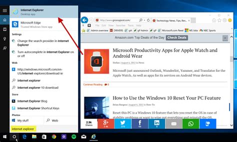In most cases you should see internet explorer coming up at the top of search results (see image below). Windows 10 Tip: Find and Use Internet Explorer When Needed