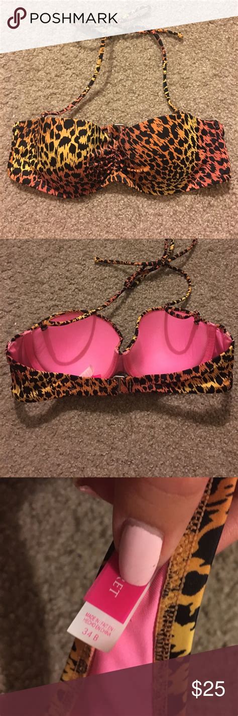 Victorias Secret Pink Cheetah Bikini Top 34b Cheetah Bikini Pink