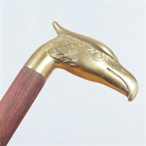 Wooden Walking Sticks Eagle Head Bird Design Brass Handles Solid