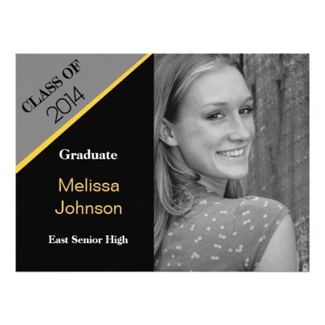 Gold And Black Graduation Photo Invitation 65 X 875 Invitation Card Graduation Photos