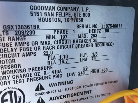 Goodman Air Conditioner Serial Number Lookup Goodman Model Clt48 1b