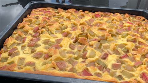 Rhabarber-vanille-pudding Kuchen Vom Blech Einfach leicht Nachzumachen 563