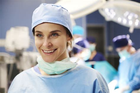 Portrait Of Female Surgeon In Operating Room Stock Image Image Of