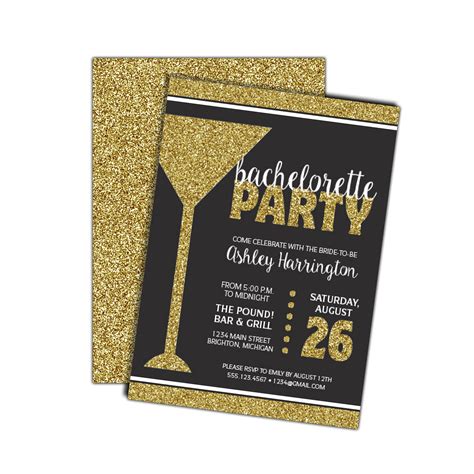 Bachelorette Party Invite Gold Glitter Bachelorette Party Etsy