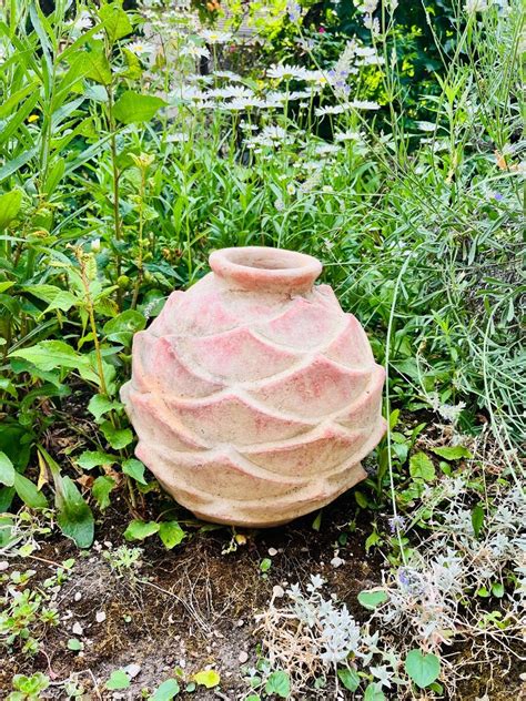 Proantic Vase Boule Pomme De Pin Terre Cuite
