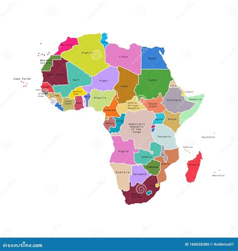 Vector Illustration Of Africa Map With Countries Vector Map