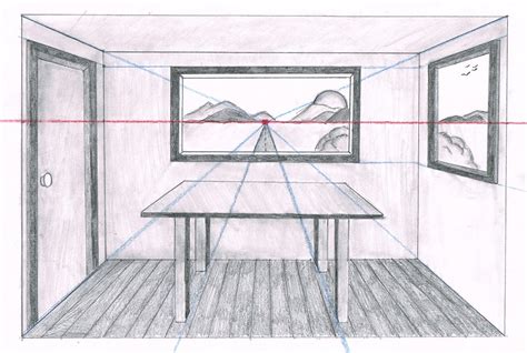 A Drawing Of A Table In Front Of A Window With The Words Perspective