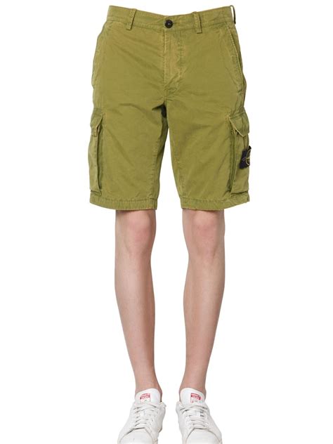Lyst Stone Island Cotton Cargo Shorts In Green For Men