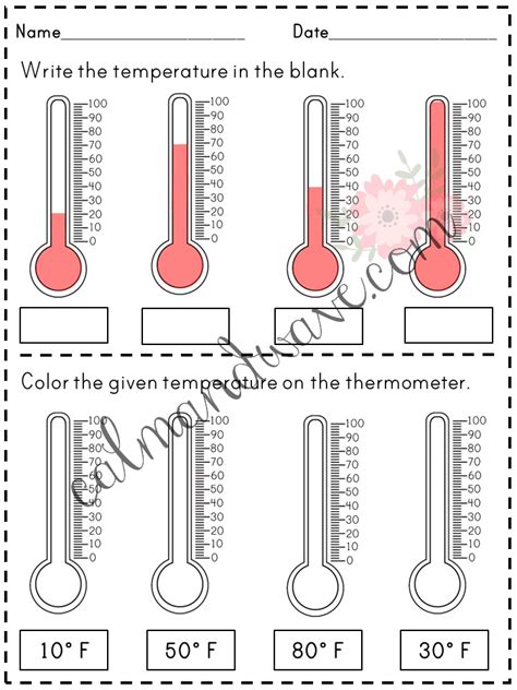 Free Temperature Reading To 10 Degrees Printable Worksheet Calm And Wave