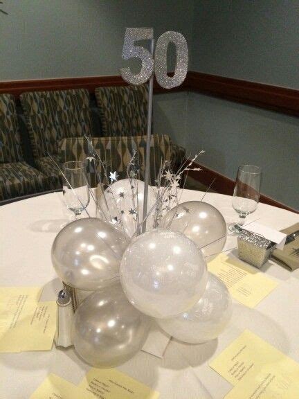 50th Birthday Silver And White Balloon Centerpiece Globos Decoración