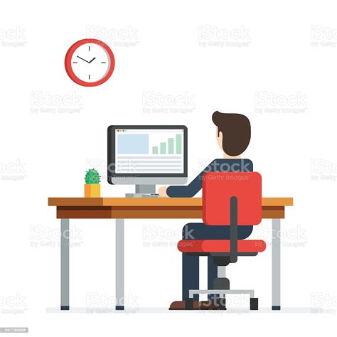 Business Man Working On Computer Stock Illustration Download Image
