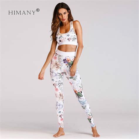 Women Yoga Sets Floral Printed Fitness Gym Sports Suit Workout Running