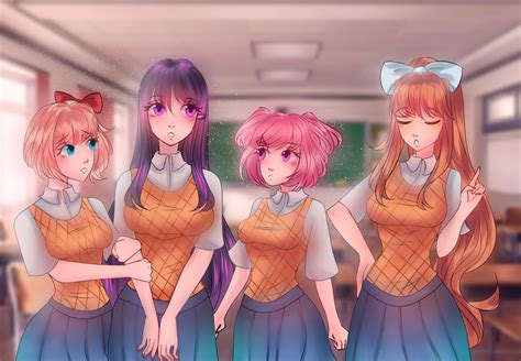 26 Monika Natsuki Yuri And Sayori By Dzyxchan On Deviantart