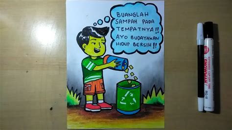 Sekolahku indah, sekolahku sehat, sekolahku bersih. Cara membuat poster tentang kebersihan lingkungan - YouTube