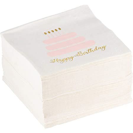 Amazon Com 100 Pack Happy Birthday Napkins 3 Ply Gold Foil Disposable