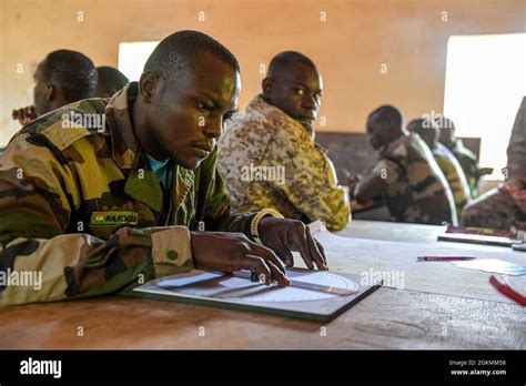 A Soldier From The Nigerien Mortar Team Learns Basic Plotting And Map