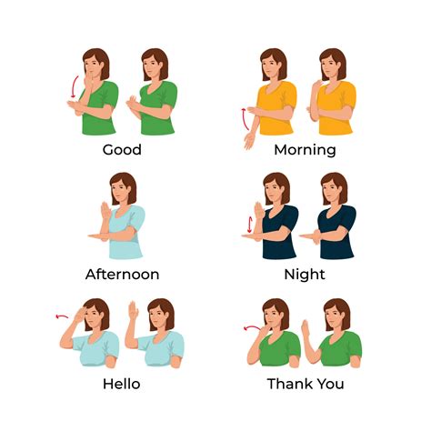 Greetings And Thank You Sign Language 11847414 Vector Art At Vecteezy