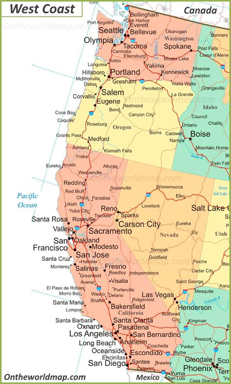 West Coast Map Usa Zip Code Map