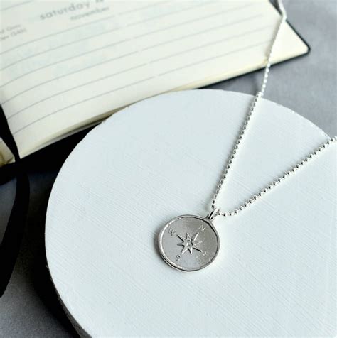 Sterling Silver Compass Necklace By Essentia By Love Lily Rose